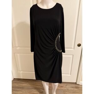 Jessica Simpson Black Rhinestone Ruched Sheath Dress Size 12